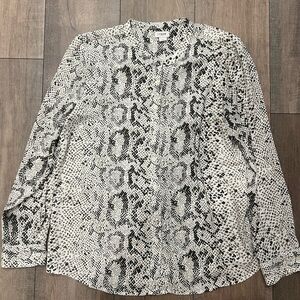 J. Crew Black and White Snake Print Top